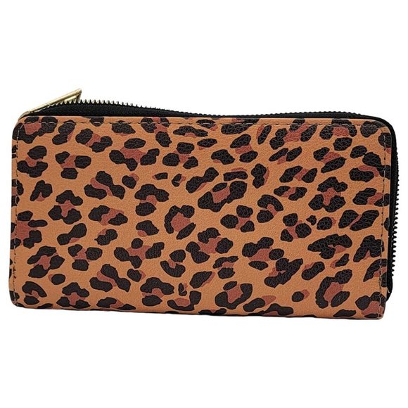 NEW Women's Leopard Print Zip Around Wallet - Picture 1 of 2